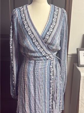 Blue Rain | Dresses | Blue Rain Polka Dot White Wrap Dress Size L